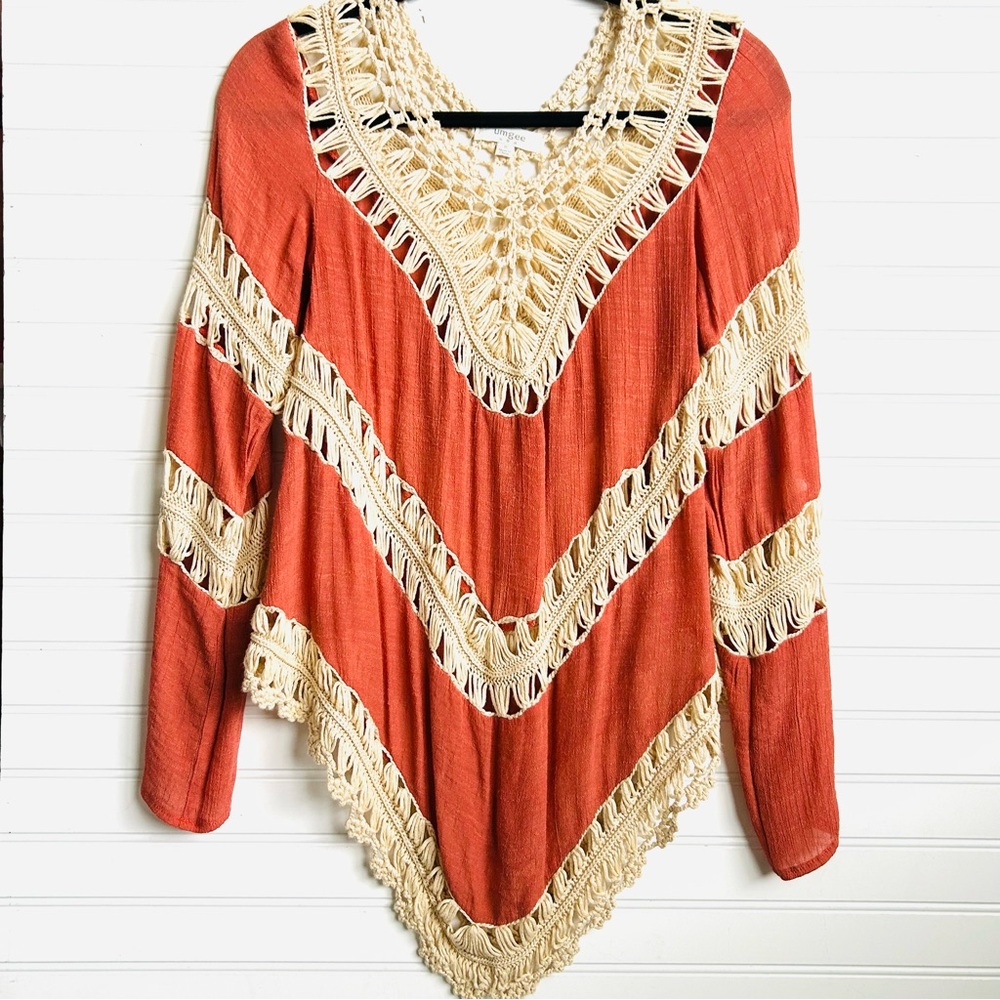 UMGEE Crocheted Top Swim Cover Shirt Small